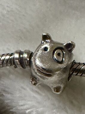 Authentic Pandora Patch Eye Dog Charm Silver retired